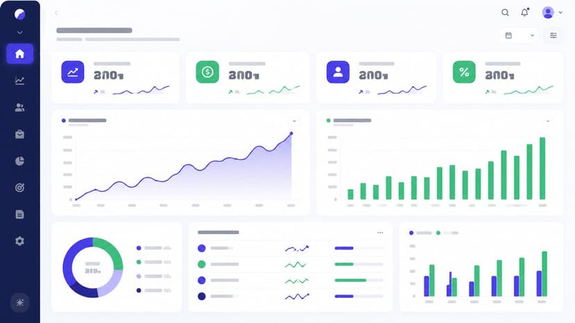Panel de control con gráficos de líneas, barras y sectores mostrando métricas de ventas y rendimiento Panel de control con gráficos de líneas, barras y sectores mostrando métricas de ventas y rendimiento